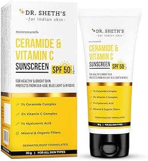 Ceramide & Vitamin C Sunscreen | In-Vivo Tested | Protects, Moisturizes & Brightens Skin | SPF 50+ PA++++ | Lightweight, Leaves No White Cast | 30 g