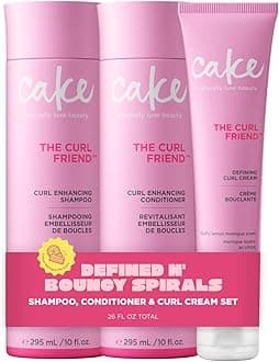 Cake Beauty Curl Friend Curl Defining Shampoo, Conditioner & Cream Set - Avocado & Argan Oil Curly Hair Products - Anti-Frizz, Cruelty Free & Vegan Gift Set