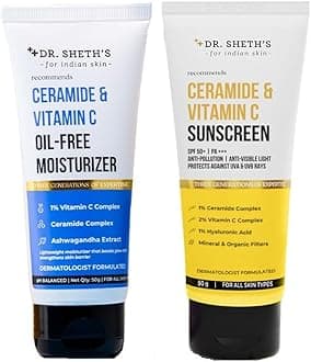 Dr. Sheth's Glow & Sun Protect Duo | Lightweight Sunscreen & Oil-Free Moisturizer Combo | Nourished & Protected Skin | For Normal to Combination Skin | For Men & Women | 50 g x 2
