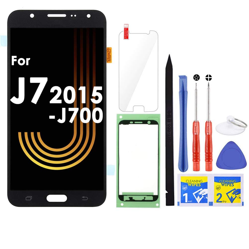 iFixmate LCD Screen Replacement for Samsung Galaxy J7 2015 J700 J700T J700F J700H J700M SM-J700 LCD Touch Screen Digitizer Glass Display Assembly with Repair Tools and Adhesive (Black)