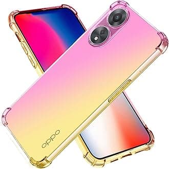 ILING Case for Oppo A78 5G/Oppo A58 5G/Oppo A58X Cover, Ultra-thin Color Gradient Clear Back Shockproof TPU Bumper Phone Cover[Anti-Yellowing] (Pink+Gold)