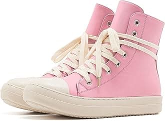 AmoreParis Fashion High Top Sneakers for Women Lace Up Canvas Shoes with Zipper Comfort Platform Walking Shoes