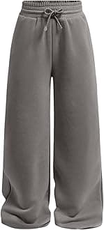 Girl's Straight Wide Leg Sweatpants Casual High Waisted Baggy Joggers Track Pants