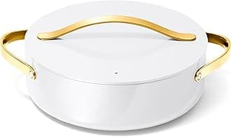 Caraway Rondeau - 6 Qt Non-Stick Pan with Lid - Free From Forever Chemicals - Perfect for Searing, Braising, & Roasting - White