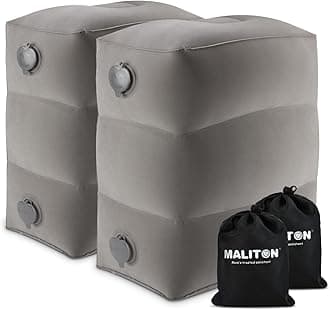 Maliton Airplane Footrest, Inflatable Foot Rest for Kids, Adjustable Height Travel Pillow On Airplanes, Cars, Office, Toddler Travel Essentials (Grey, 2 Pack)
