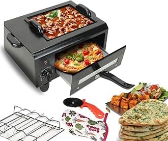 Wellberg iron 2 in 1 Electric Tandoor with 6 Gifts (Black, 14 IN) (2 IN 1 Tandoor) For Home | Cook Naan, Roti Etc.