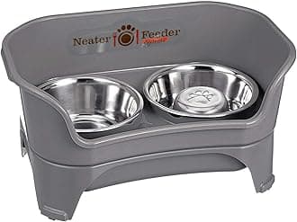 Neater FeederExpress for Medium to Large Dogs with Slow Feed Bowl - Mess Proof Pet Feeder with Stainless Steel Water Bowl & Slow Feed Food Bowl - Drip Proof, Non-Tip, and Non-Slip - Gunmetal Grey