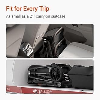 MAMAZING Lightweight Baby Travel Stroller with Carbor Fiber Frame, Compact & Airplane-Friendly, One-Handed Folding Design, 11.6 lbs, Perfect for Toddlers, Organizer & Cushion Included, Black