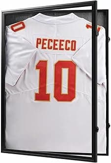 Jersey Frame Display Case Jersey Display Case Jersey Shadow Box with 98% Uv Protection Acrylic and Hanger for Baseball Basketball Football Soccer Hockey Sport Shirt and Uniform Linen Back