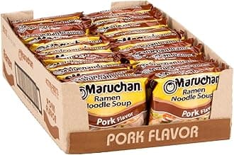 Maruchan Ramen Pork, Instant Ramen Noodles, Ready to Eat Meals, 24 Count