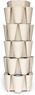 Greenstalk 5 Tier Original Vertical Planter in Basket Weave Texture (Stunning Stone)