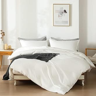 homebox Cotton Duvet Cover Set - 100% Egyptian Cotton White Bedding Set Queen Size - 1200 Thread Count Breathable and Soft Duvet Cover Set for All Seasons(King, 90x104'')