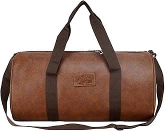 Leather World PU Leather Textured Travel Duffel Luggage Sports Gym Bag for Men Women, Tan, 18 inch, Luggage