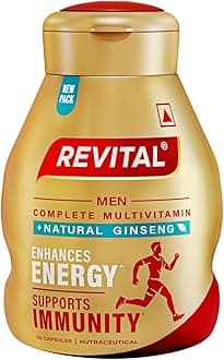Revital for Men with Multivitamins, Calcium, Zinc & Natural Ginseng for Daily Immunity Strong Bones, and Enhances Energy Level - 30 Capsules
