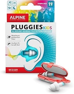 Alpine Pluggies Kids Ear Plugs for Small Ear Canals – Noise Cancelling Earplugs for Kids Age 5-12 Multifunctional Hearing Protection for Flying and Swimming - Hypoallergenic Reusable Filter Earplugs