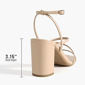 DREAM PAIRS Women's Heels Chunky Block Strappy Square Open Toe Ankle Buckle Heeled Sandals Wedding Party Dress Shoes SDHS2428W