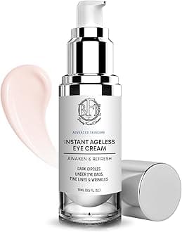 Instant Ageless Eye Cream - Dark Circles & Under Eye Puffiness Remover. Lift Technology to Tighten Firm Lift Sagging Skin Around Eyes. Smooths Away Fine Lines & Wrinkles for Men & Women