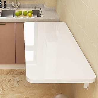 Fold Wall Mounted Table Folding Workbench Length, Laundry Folding Table, Stable Sturdy Heavy Duty Wall Table for Kitchen/Laundry Room&Restaurant (Color : White, Size : 80 * 30cm (31.5 * 12in))