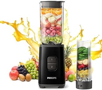 Philips Domestic Appliances Plastic HR2602/90 Mini Blender Mixer Grinder | Smoothie Maker | 350W Power | 2-Jar Capacity | With Variable Speed Control | Perfect for Smoothies, Mixing & More, Black