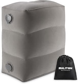 Inflatable Travel Foot Rest Pillow, Kids Airplane Bed, Adjustable Height Leg Pillow for Air Travel, Make a Flat Bed for Kids and Toddlers, Great for Airplane, Train, Car（Grey, 1 Pack）