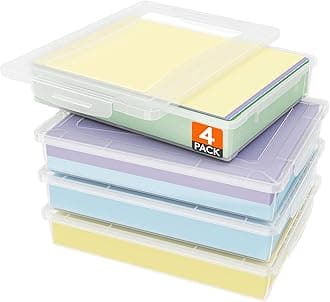 Lifewit 4 Pack Paper Organizer Storage, 32 x 23 cm/12x9 Multi-Purpose Plastic File Box with Latching Lids, Containers for A4, 8.5" x 11" Letter, Scrapbook, Document, Magazine, Art Supplies, Clear