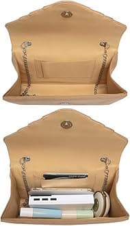 Dasein Women's Evening Bag Pleated Envelope Clutch Handbag Wedding Party Bridal Purse, 1-velvet Camel, One Size