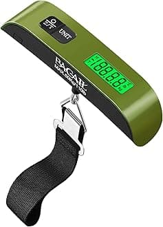 BAGAIL Digital Luggage Scale, 110lbs Hanging Baggage Scale with Backlit LCD Display, Portable Suitcase Weighing Scale, Travel Luggage Weight Scale with Hook, Strong Straps for Travelers, Olive Green