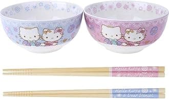 Dear Daniel Twin New Bone China Ceramic Rice Bowls & Natural Bamboo Chopsticks Gift Set for Lovers Wedding Family Personal