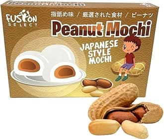 Mochi Daifuku Snacks - Traditional Japanese Rice Cakes with Filling - Flavored Asian Sweet Desserts for Family - Chewy and Soft Texture (Peanut)