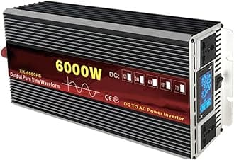 Pure Sine Wave Power Inverter 3000W 4000W 5000W 6000W DC 12V/24V/48V/60V to AC 110V/220V Power Converters Solar Inverters with AC Outlets for Home Camping