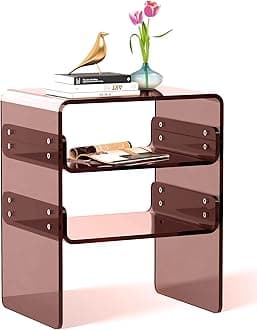 Clear Acrylic 3-Tier End Table/Nightstand Sleek Bedside Storage with Durable Design, Perfect for Bedrooms Living Rooms or Modern Interiors Ideal as a Bedside Table or Sofa Side Piece Brown