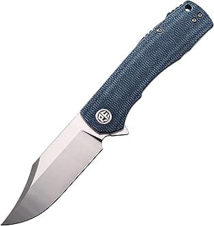 Petrified fish PFP03 Victor Folding Knife 3.58" K110 Satin Blade Steel Micarta Handle EDC Outdoor Camping Pocket Folding Knife (Blue Satin)