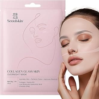 SeoulSkin Collagen Glass Skin Overnight Mask - Korean Collagen Face Mask with Low Molecular Collagen & Hyaluronic Acid, Pore Perfecting & Hydrating, Paraben-Free, For All Skin Types (1N)