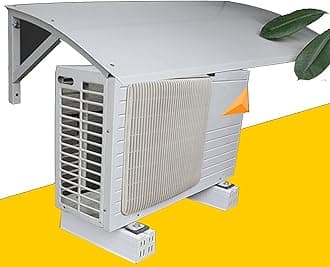 Air Conditioner Outdoor Unit Cover, Water/Windproof AC Unit Cover, Outdoor Canopy Awnings for Rain, Snow and UV Protection Anti-Rust Metal Panel (Color : White, Size : 92x54x28cm)