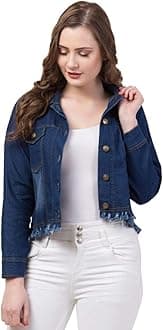 FUNDAY FASHION Womens Denim Standard Length Full Sleeve Solid Jacket