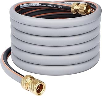Abimars Garden Hose Pipe 1/2” with 2 PCS 1/2'' Brass Hose Pipe Connectors, 5m Hose Pipe Extension kit, No Kink Reinforced Thicken Synthetic Rubber Garden Hosepipes
