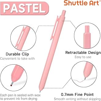 Shuttle Art 10 Pack Pastel Retractable Gel Pens Pastel Ink