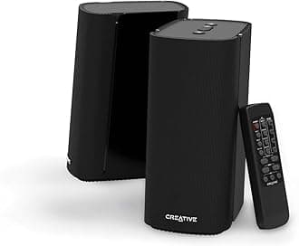 Creative T100 2.0 Compact Hi-Fi Desktop Speakers, up to 80W Peak Power with Bluetooth 5.0, Optical-in, AUX-in, Wide Soundstage and Audio Clarity with Bass Control for Computers and Laptops (Black)