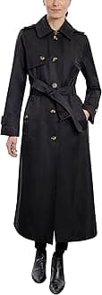 London FogWomen's Single Breasted Long Trench Coat with Epaulettes and Belt