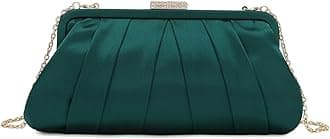 Classic Pleated Satin Clutch Bag Diamante Embellished Formal Handbag for Wedding/Prom/Black-Tie Events