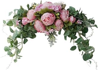 Wedding Arch Flowers, 30 Inch Rustic Artificial Floral Swag for Door Lintel, Green Leaves Rose Peony Sunflowers Table Centerpieces Home Decoration