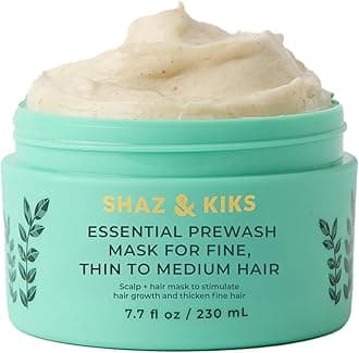 SHAZ & KIKS Essential Prewash Scalp+Hair Mask for Fine, Thin to Medium Hair | Deliver 35+ Essential Nutrients to Build Long-term Health | Stimulate Growth & Thicken Fine Strands | Color-Safe | 230ml