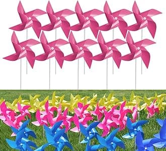 Tsocent100 Pcs Pinwheels, Toy Wind Spinners and Party Favors Gifts for Kids, Outdoor Decorational Pinwheels for Yard and Garden (Pink)