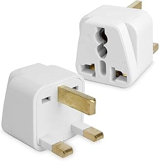 Universal to UK Outlet Plug Adapter, Type G Socket Coverter - White, Plug Adapter for Smartphones and Tablets