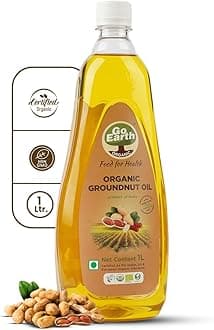 Go Earth Organic Cold Pressed Groundnut Oil 1 Liter | Pure & Unrefined Cooking Oil | Peanut Oil For Daily Use | Mungfali Tel | Rich Aroma & Natural Flavor | Edible Oil For Cooking