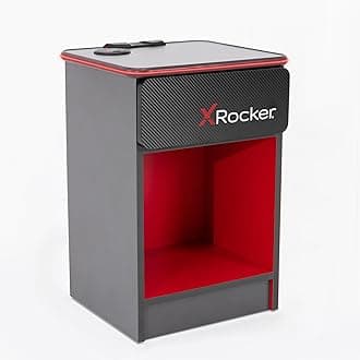 X Rocker Carbon Tek Gaming End Table with USB Ports and LED Lighting, Wireless Charging, Modern Bedside Storage for Gamers, Carbon Fiber Finish