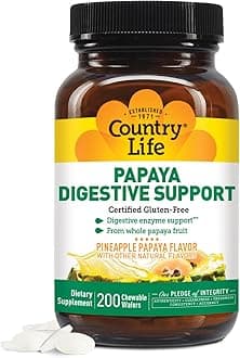 Country Life, Papaya Digestive Support, Daily Enzymes to Promote Digestive Health and Nutrient Absorption, 200