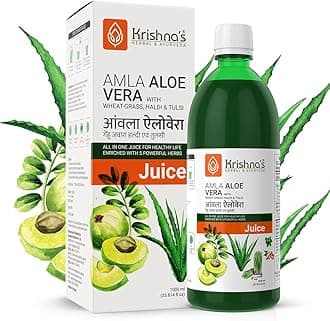 Krishna's Amla Aloe Vera Wheat-grass, Haldi & Tulsi Juice - 1000 ml (Pack of 1) | Powerful Antioxidant | Enriched with Vitamin C | All in one health drink with Aloe Vera, Amla, Haldi, Tulsi &