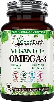 Algal Oil - Vegan DHA Omega 3 Fish Oil Supplements - Brain Booster,Supplement & Prenatal Vitamin -Provides Healthy Heart & Immune Support - Burpless Algae Supplement - 60 Mini Fish Softgels