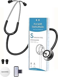 FriCARE Double Head Stethoscope - Stethoscopes for Nurses, Medical Students - Classic Accessories of Emt/Cma Stethoscope Study Kit, Stethomedic Essentials, Ready Care A